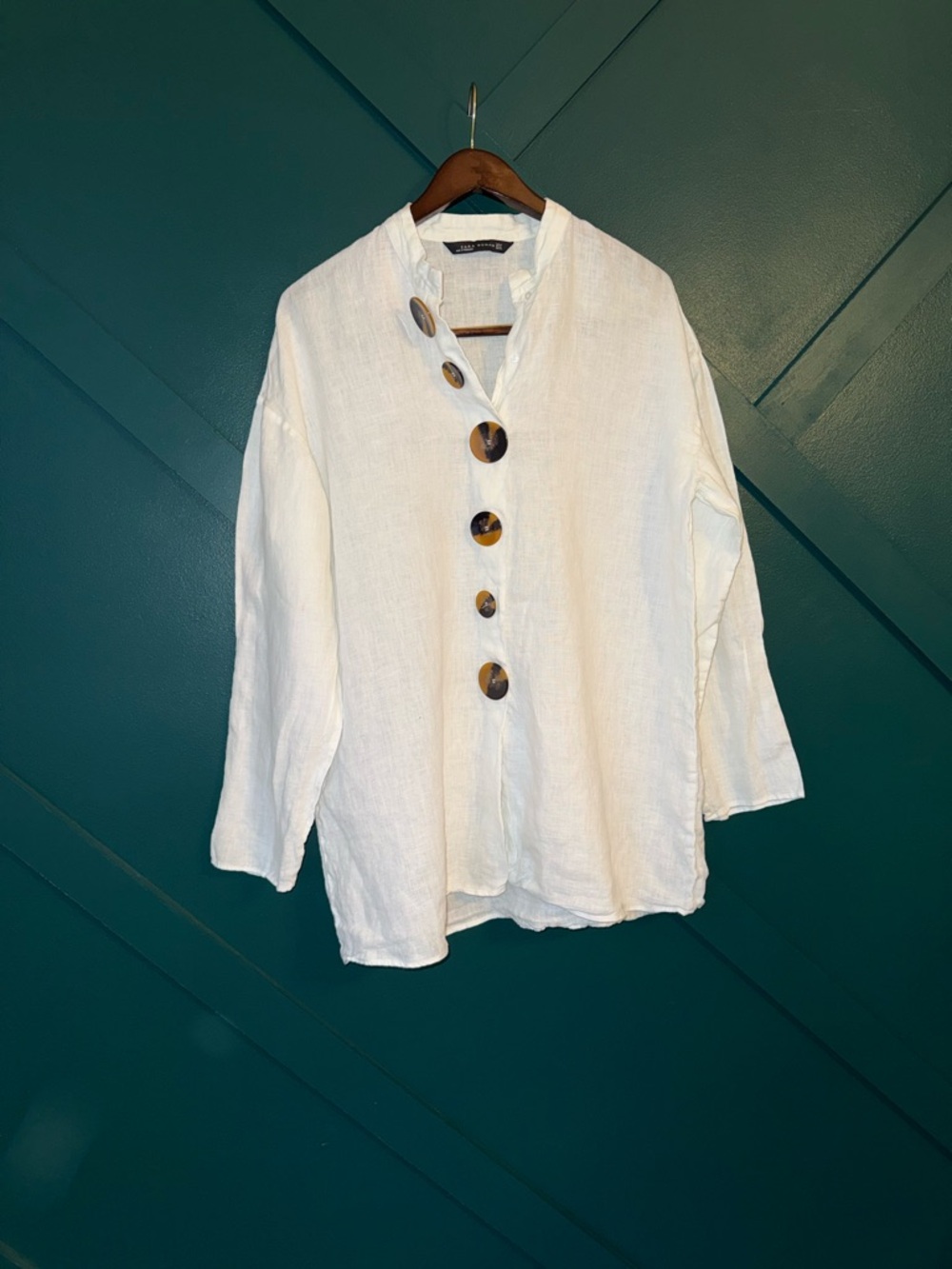 Zara White Linen Button-Front Tunic - Picture 3 of 7